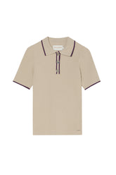 Short Sleeve Polo Sweater With Gold Button In Viscose Blend